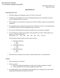 Recitation Section 19 Quiz III Review