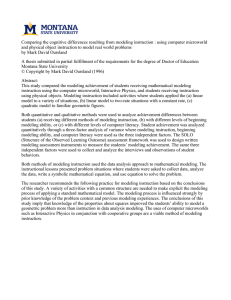 Comparing the cognitive differences resulting from modeling instruction : using... and physical object instruction to model real world problems