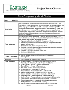 Project Team Charter Core Competency Model Charter Date: 01/09/09