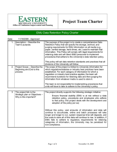 Project Team Charter EMU Data Retention Policy Charter