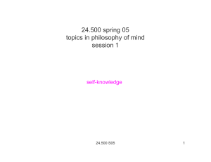 24.500 spring 05 topics in philosophy of mind session 1 self-knowledge