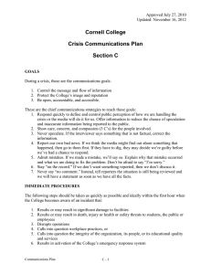 Cornell College Crisis Communications Plan Section C