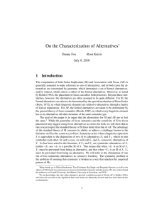 On the Characterization of Alternatives 1 Introduction ∗