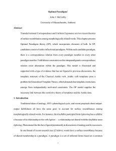 Optimal Paradigms Abstract John J. McCarthy University of Massachusetts, Amherst