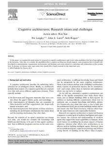 Cognitive architectures: Research issues and challenges Action editor: Ron Sun Pat Langley