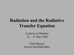 Radiation and the Radiative Transfer Equation Lectures in Maratea