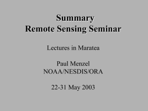 Summary Remote Sensing Seminar Lectures in Maratea Paul Menzel