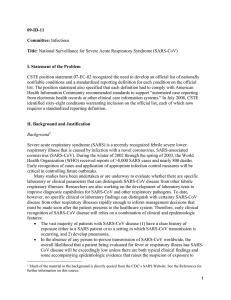 CSTE position statement 07-EC-02 recognized the need to develop an official... notifiable conditions and a standardized reporting definition for each condition on... 09-ID-11