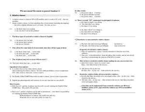 Wh-movement/Movement in general (handout 2) 1.  Relative clauses
