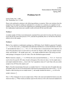 Problem Set #1 6.780 Semiconductor Manufacturing Spring 2003