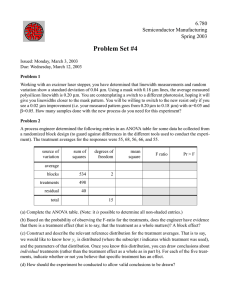Problem Set #4 6.780 Semiconductor Manufacturing Spring 2003
