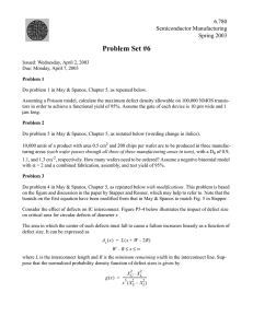 Problem Set #6 6.780 Semiconductor Manufacturing Spring 2003