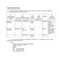 Angola (country code +244) Communication of 20.V.2009: