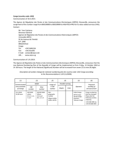 Congo (country code +242) Communication of 10.II.2015: