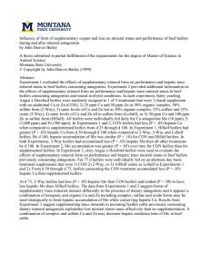 Influence of form of supplementary copper and zinc on mineral... during and after mineral antagonism