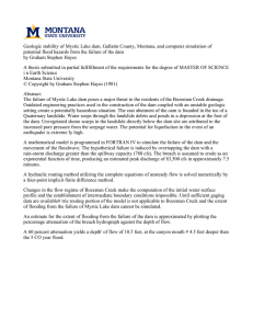 Geologic stability of Mystic Lake dam, Gallatin County, Montana, and... potential flood hazards from the failure of the dam