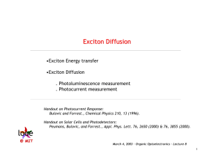 Exciton Diffusion •Exciton Energy transfer •Exciton Diffusion . Photoluminescence measurement