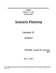Scenario Planning Lecture 21 Displays SPEAKER:  Joseph M. Sussman