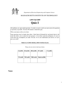 Quiz I MASSACHUSETTS INSTITUTE OF TECHNOLOGY 6.893 Fall 2009