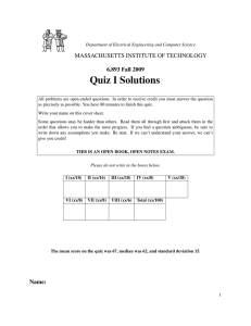 Quiz I Solutions MASSACHUSETTS INSTITUTE OF TECHNOLOGY 6.893 Fall 2009