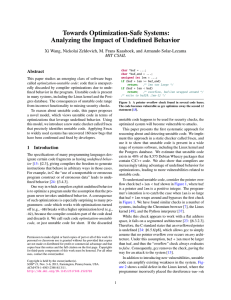 Towards Optimization-Safe Systems: Analyzing the Impact of Undefined Behavior MIT CSAIL