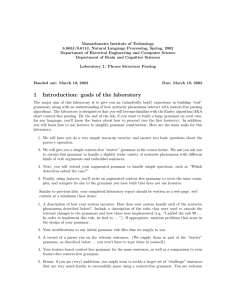 Massachusetts Institute of Technology 6.863J/9.611J, Natural Language Processing, Spring, 2002