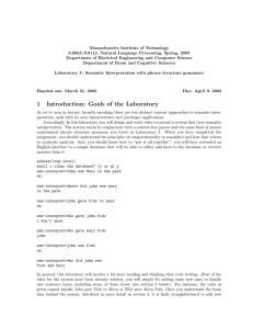 Massachusetts Institute of Technology 6.863J/9.611J, Natural Language Processing, Spring, 2003