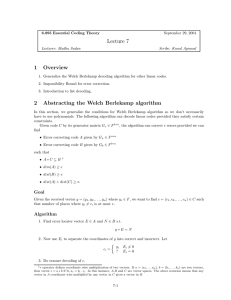 Lecture 7 1  Overview