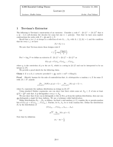 Lecture 1  Trevisan’s  Extractor 21