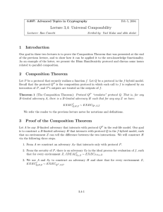 Lecture 3,4: Universal Composability