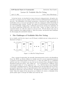Lecture 19:  Veriﬁable Mix-Net Voting