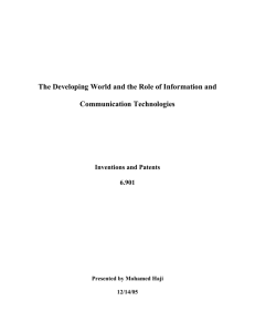 The Developing World and the Role of Information and Communication Technologies 6.901