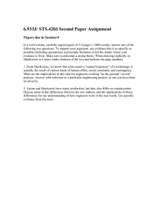 6.933J/ STS.420J Second Paper Assignment Papers due in Session-9