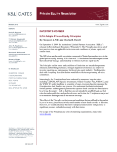 Private Equity Newsletter  INVESTOR’S CORNER ILPA Adopts Private Equity Principles