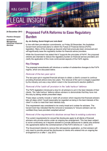 Proposed FoFA Reforms to Ease Regulatory Burden