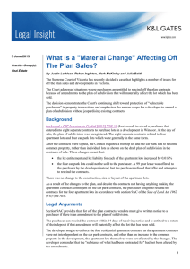 What is a &#34;Material Change&#34; Affecting Off The Plan Sales?