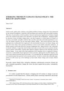 EMERGING TRENDS IN CLIMATE CHANGE POLICY: THE ROLE OF ADAPTATION