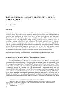 POWER-SHARING: LESSONS FROM SOUTH AFRICA AND RWANDA