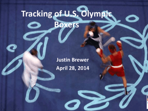 Tracking of U.S. Olympic Boxers Justin Brewer April 28, 2014