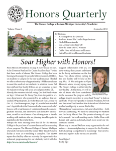 Honors Quarterly The Honors College at Eastern Michigan University’s Newsletter