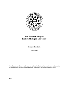 The Honors College at Eastern Michigan University  Student Handbook