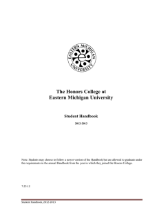 The Honors College at Eastern Michigan University Student Handbook