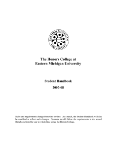 The Honors College at Eastern Michigan University Student Handbook