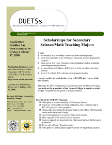 DUETSs Scholarships for Secondary Science/Math Teaching Majors Application