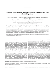 Conserved water-mediated H-bonding dynamics of catalytic Asn 175 in T K N