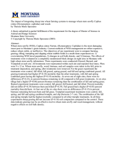 The impact of integrating sheep into wheat farming systems to... cintus (Hymenoptera: cephidae) and weeds