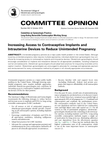 COMMITTEE OPINION Committee on Gynecologic Practice Long-Acting Reversible Contraception Working Group