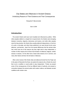 City-States  and  Alliances  in  Ancient ... Introduction Underlying  Reasons  of  Their  Existence ...