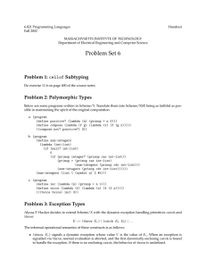 6.821 Programming Languages Handout Fall 2002 MASSACHVSETTS INSTITVTE OF TECHNOLOGY