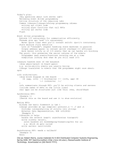 Today's plan: [Any questions about lock server lab?] Reviewing event driven programming